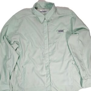 Columbia PFG Shirt Mens XL Green‎ Long Sleeve Fishing Vented Outdoor Performance